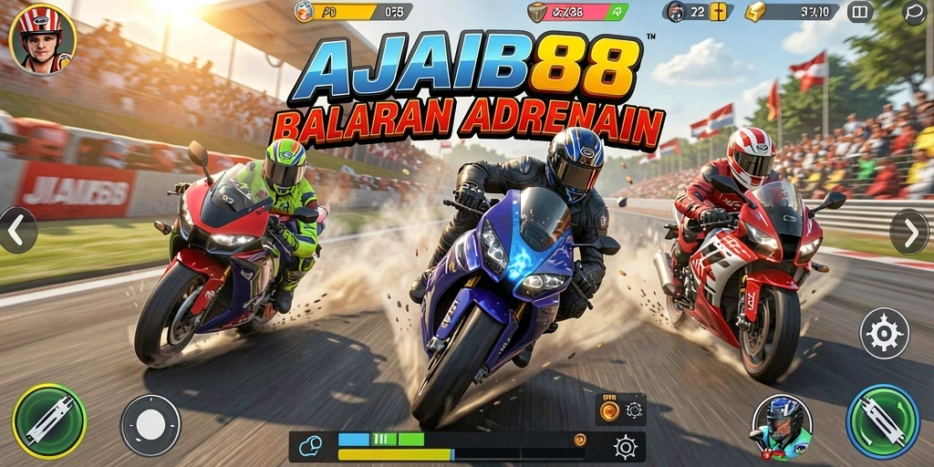 Tampilan permainan balap motor yang mendebarkan di AJAIB88.