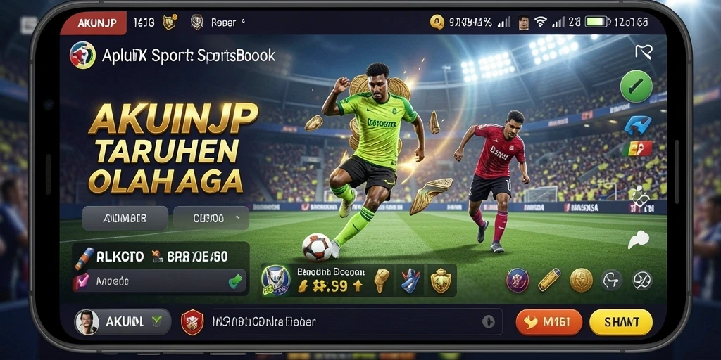 Screenshot utama AKUNJP menampilkan antarmuka Sportsbook yang menarik.