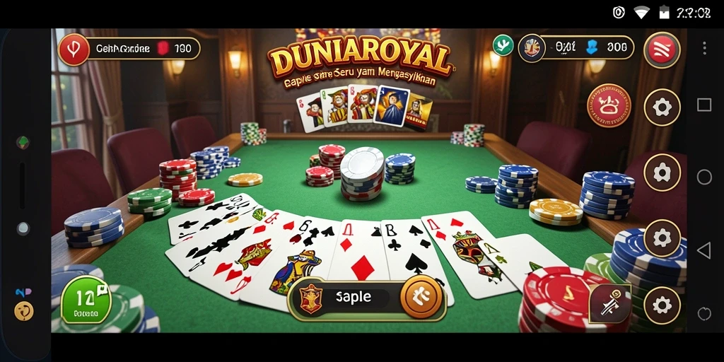 Screenshot DUNIAROYAL menampilkan suasana pertandingan Gaple yang seru.