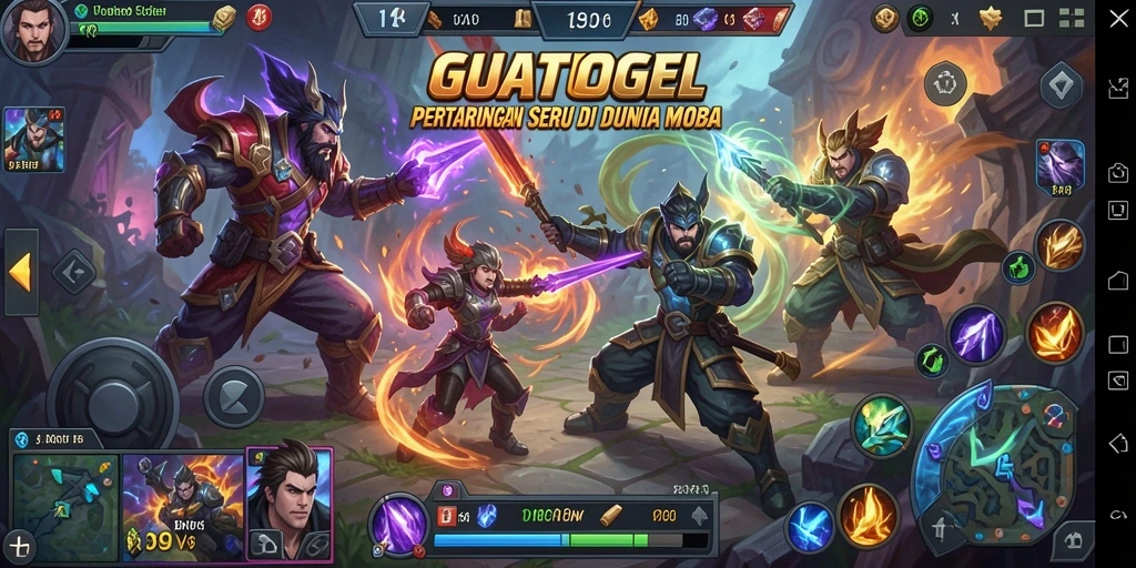 Tampilan seru gameplay GUATOGEL dalam arena pertempuran MOBA.