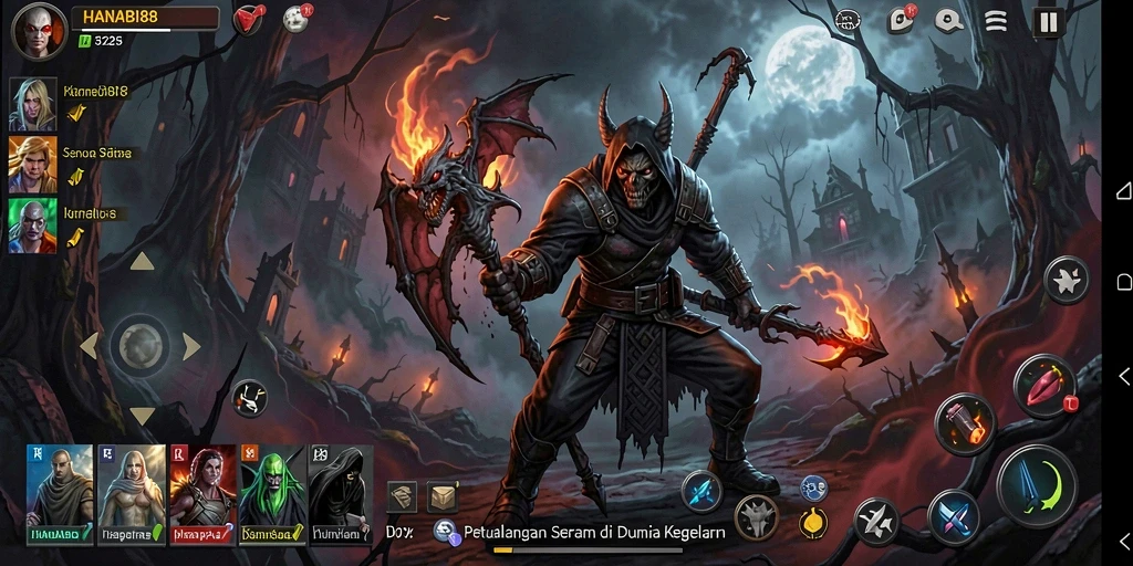 Screenshot menampilkan gameplay menegangkan dari HANABI88.