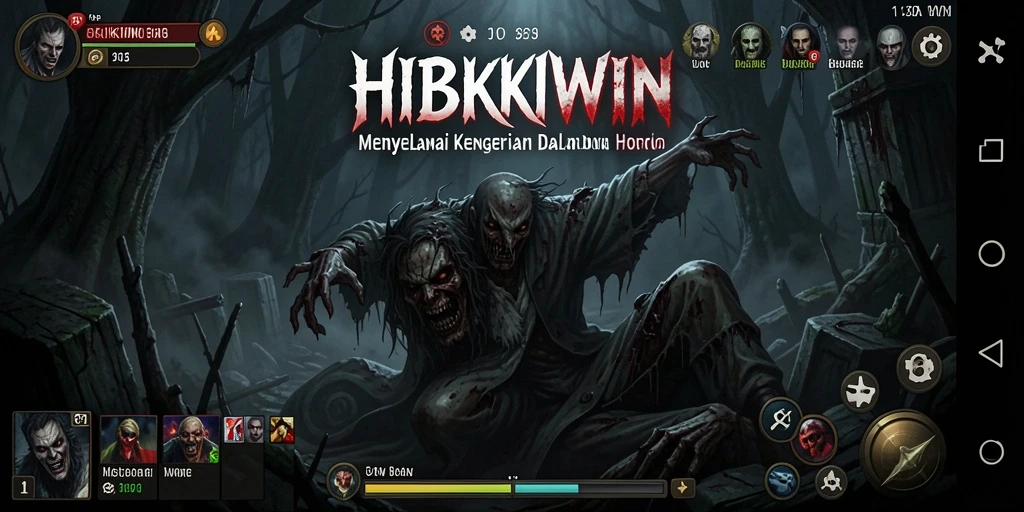 Screenshot gameplay HIBIKIWIN dengan nuansa horror yang mencekam.