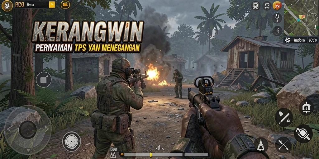 Screenshot gameplay KERANGWIN yang menegangkan dan penuh aksi.