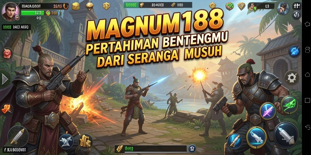 Tampilan gameplay seru dalam MAGNUM188 yang penuh strategi Tower Defense.