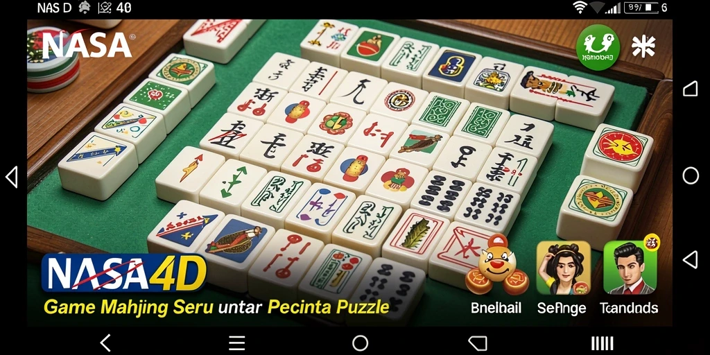 Screenshot utama NASA4D menampilkan permainan Mahjong yang seru dan penuh warna.