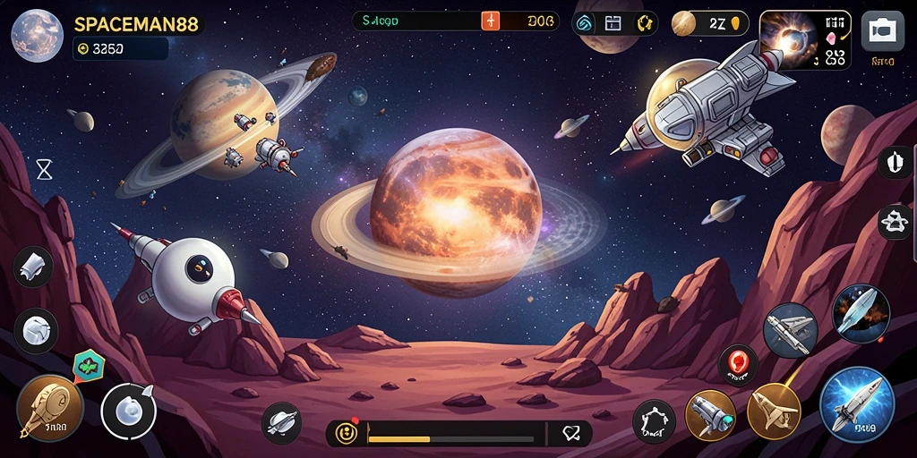Tampilan gameplay SPACEMAN88 yang menyenangkan dan berwarna-warni.