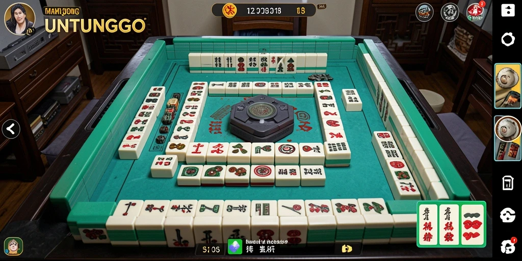 Tampilan gameplay UNTUNGGO yang menarik dengan desain Mahjong yang menawan.